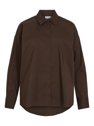 VILA - VIREYANI L/S OVERSIZED SHIRT/RC /VOL Coffee Bean - Gr. - 38