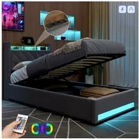 STILVORA Polsterbett 90×200 mit matratze und bettkasten,Stauraumbett Boxspringbett mit USB (Funktionbett mit Hydraulikstange,Tragfähigkeit: 200kg, Strapazierfähig und schmutzabweisend,verschiedenen Farben,Metallrahmen), Bettgestell mit Lattenrost,Beq