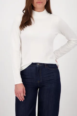 monari - Basic-Langarm-Pullover mit Stehkragen off-white - Gr. - 40