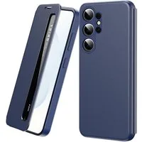 Wigento Handyhülle Für Samsung Galaxy S26 Ultra 5G Smart View Kunstleder Hülle Blau, Smart View Fenster, Rundumschutz