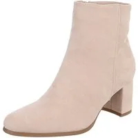 Ital-Design Damen Kniehochstiefel mit Blockabsatz, Schlupfform Stiefelette (92078819) Blockabsatz Stiefeletten in Beige