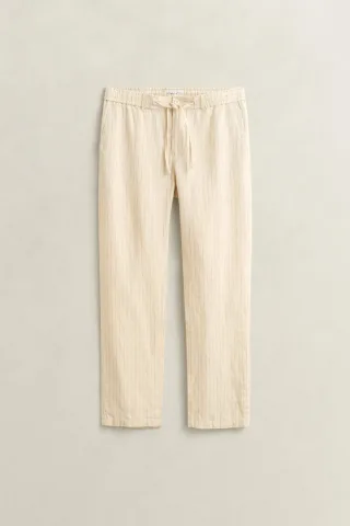 GANT - Gestreifte Leinenhose faded beige - Gr. - XL