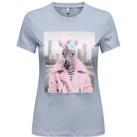 ONLY Kurzarmshirt ONLVIBE LIFE S/S GLASSES TOP BOX JRS Baumwolle, regular fit, Rundhals