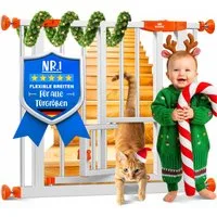 KESSER Türschutzgitter, Absperrgitter zum Klemmen mit Katzenklappe Treppenschutzgitter