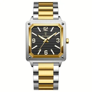 POEDAGAR Luxury Fashion Men's Square Business Quartz Watch Waterproof Luminous Stainless Steel Strap Men Watches