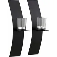 OTTO home Wandkerzenhalter Drammen (Set, 2 St), Landhaus, Metall, Glas, schwarz