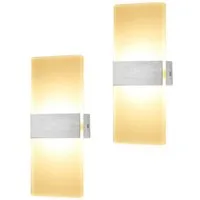 Clanmacy LED Wandleuchte 2X Wandlampe Flurlampe Badleuchte Effektlampe Strahler 6W/12W, LED fest integriert, Weiß