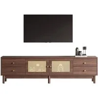 Merax Lowboard Lowboard mit Rattantüren und 4 Schubladen, TV-Schrank Fernsehtisch, Breite:180cm