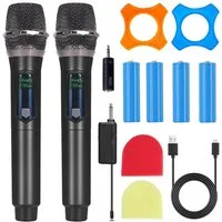MOPUEA Mikrofon Mikrofon Professionelles kabelloses Handmikrofon Störungsfreie Nutzung (3,5 mm-Anschluss, 2-tlg), Kabelloses Mikrofon geeignet für Familienfeiern, Karaoke-Singen