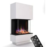 GLOW FIRE Elektrokamin PR14 E-Motion 3D, Elektrischer Kamin mit 3D Feuer mit Heizung, täuschend echte Flamme mit Heizung, 3 Dekorationen