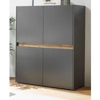Furn.Design Highboard Center (Schrank in Grau mit Eiche, 4-türig, 100 x 120 cm),it 8 Fächern
