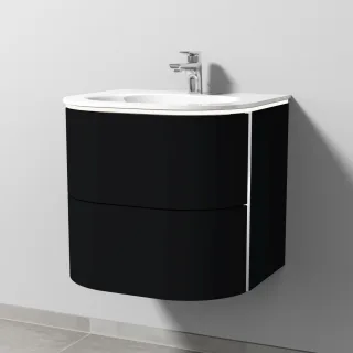 Sanipa 4balance Glas-Set mit 2 Auszügen und LED-Beleuchtung, Schwarz-Matt, DL21108 DL21108