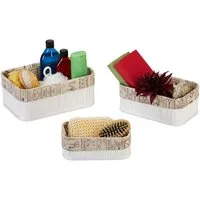 relaxdays Aufbewahrungskorb 3er Set aus Bambus