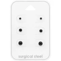 Order & Smile Schmuck Ohrstecker-Set 3er Stecker Set Basic Kugel Ohrstecker schwarz (Set)