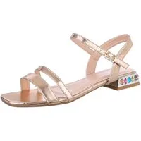 Ital-Design Damen Elegant Riemchensandalette (86527198) Blockabsatz Riemchensandalen in Champagner