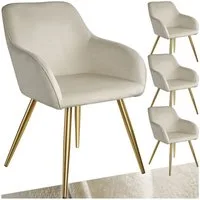 tectake Esszimmerstuhl Polsterstuhl Samtoptik mit durchgehender Lehne und goldenen (Samtstuhl Marilyn, 4 St), bodenschonende Kunststoffkappen, komfortable Sitzfläche