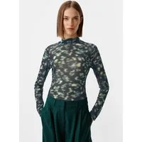 comma Langarmshirt T-Shirt Longsleeve aus Mesh