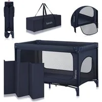 lionelo Baby-Reisebett JASMIN EASY FOLD, Easy-Fold-System / Sekundenschnelles Klappen / Werkzeuglos
