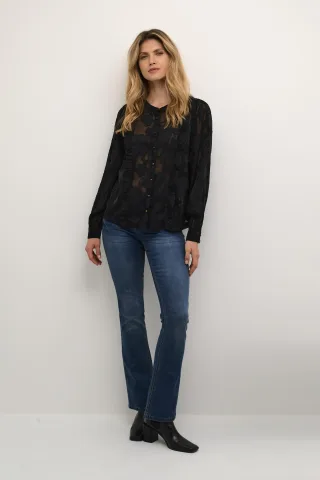 Langarm-Bluse Straight fit black