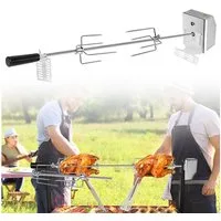 FIVMEN Grillspieß Edelstahl Spieß Set 107cm BBQ Fleischklammer mit Motor Drehspieß (Fleischnadeln, 4-St)