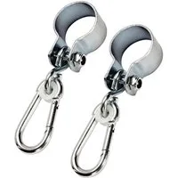 Loggyland Schaukelhaken Schaukelschelle verzinkt rundum für Rundbalken Ø50mm 2er Set, (Spar-Set, 2-St., Manschettenhaken mit Nylonlager), 2 Stück im Set, mit Karabiner und Kunststoffbuchse