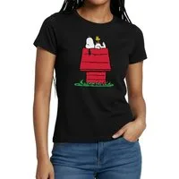 Spreadshirt T-Shirt Peanuts Snoopy Und Die Hundehütte Frauen T-Shirt (1-tlg)