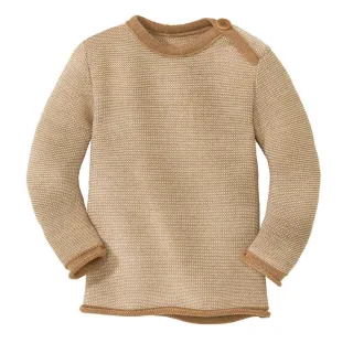 Disana Merino Schurwoll Melange-Pullover Karamell-Natur Gr. 62/68