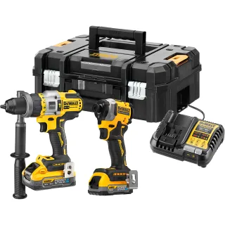 DEWALT 2er Akku Kombopack XR 18V + 2 Powerstack Akkus + Schnellladegerät III - DCK2052H1E1T-QW