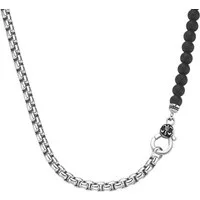 GIORGIO MARTELLO MILANO Collier Panzerkette, schwarzer Achat oder Perle, Silber 925