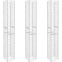 vidaXL Gartenzaun Gabionenkörbe 3 Stk. Verzinkter Stahl 25 x 25 x 197 cm, (3-St)