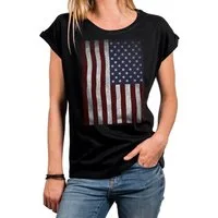 MAKAYA Print-Shirt Damen USA Flagge Vintage Amerika Fahne Tunika Top Sommer Oberteile (Kurzarm, schwarz, grau, blau) große Größen