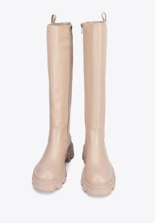 Wittchen Damen-Lederstiefel mit dicken Sohlen, beige, Naturleder
