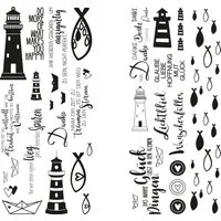 Rayher Sticker Transferfolie "Leuchtturm, Fische & Co", 2 Blatt