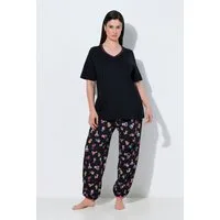 Ulla Popken Pyjama Pyjama Stickerei V-Ausschnitt Halbarm