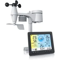 Brandson Profi Wlan Funkwetterstation mit Außen Messstation Wetterdaten per App Wetterstation (mit Außensensor, LCD Farbdispay, Innen und Außentemperatur, Windmesser, Regensensor)
