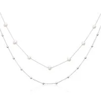 JEWLIX Edelstahlkette Layerdesign mit Süßwasserperlen und Edelstahlperlen in silber N5149