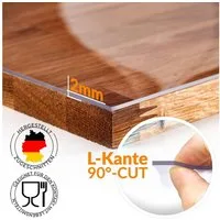 ANRO Tischdecke 2mm PVC Schutz Folie transparent Hochwertig (Einzelstück 1-tlg, 90G-Kante - GERADE), Glänzend-Transparent Breite 40-50cm für Kommode, TV-Board, Regalböden