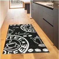 TeppichHome24 Teppich Moderner Sisal Küchenläufer flachgewebt Kaffee schwarz weiß, rechteckig, Höhe: 5 mm