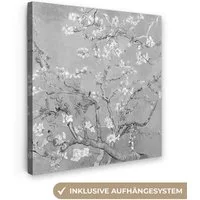 OneMillionCanvasses® Leinwandbild Mandelblüte - Kunst - Van Gogh - Grau, Fotodruck (1 St), Leinwand Canvas Wandbild, Wanddekoration 20x30 cm