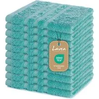 Lavea Seiftuch 10er Gästehandtücher Set 30x30 cm Elena Frottee, kleine Waschlappen, 100% Baumwolle (10er Set), 500 g/m² Frottier, weich & saugstark, pflegeleicht
