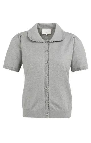 Yaya - Kurzärmelige Strickjacke grau - Gr. - M