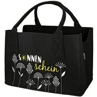 GILDE Shopper Filztasche Fächerblumen mit Blumendesign und Schriftzug Sonnenschein (1-tlg)