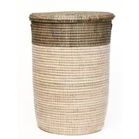 YAADU Wäschekorb mit flachem Deckel 80L – Wäschesammler, Wäschetruhe, Aufbewahrungskorb, Handgefertigt in Afrika aus traditioneller Flechtkunst