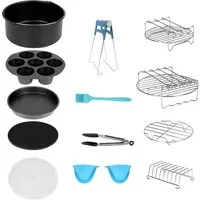 Clanmacy Küchenmaschinen Zubehör-Set 12tlg Heißluftfritteuse Zubehör Airfryer Back Heißluftofen Fritteuse 8