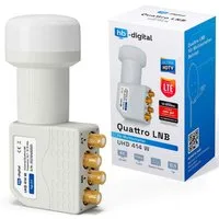 HB-DIGITAL LNB Quattro UHD 414W für Multischalter wasserdicht Universal-Single-LNB (für 4 Teilnehmer, Die vergoldeten F-Anschlüsse für noch bessere Signalübertragung)