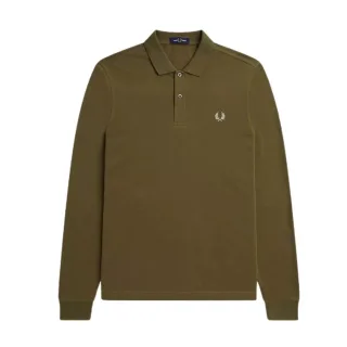 Fred Perry Uniform Poloshirt, langärmlig, schlicht, Grün