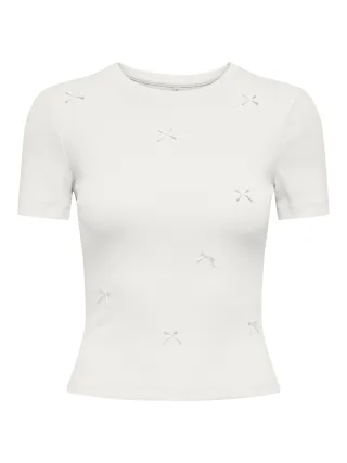 ONLY - ONLFEMKE S/S BOW TOP BOX JRS Cloud Dancer - Gr. - S