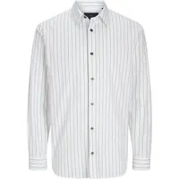 Jack & Jones Langarmhemd Klassischer Stil mit Knopfleiste und Kragen für Herren Baumwolle Regular Fit Knopfleiste unifarben atmungsaktiv
