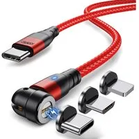 SOONTEC Magnet Ladekabel 1 Meter/ 2 Meter Fast Charge 60W PD magnetisches Ladekabel, Lightning-Geräte, USB-C-Geräte, Mikro-USB-Geräte, USB-C (200 cm), 3 in 1 Fast Charge Magnetladekabel