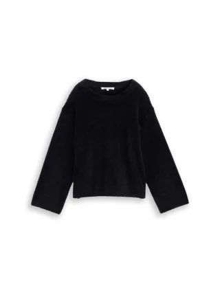 TOM TAILOR Denim - Strickpullover aus Federgarn schwarz - Gr. - S